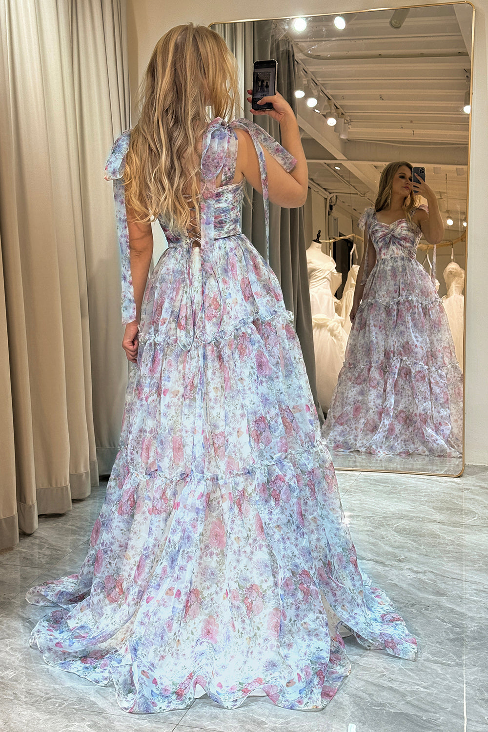 WEDTREND Women Floral Print Prom Dress A-Line Spaghetti Straps Long Evening Party Dress WEDTREND Women Floral Print Prom Dress A-Line Spaghetti Straps Long Evening Party Dress