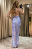 Sparkly Lilac Mermaid Sequined Long Prom Dress With Slit