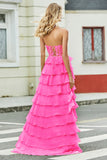 Gorgeous A Line Sweetheart Corset Yellow Prom Dress with Appliques Ruffles