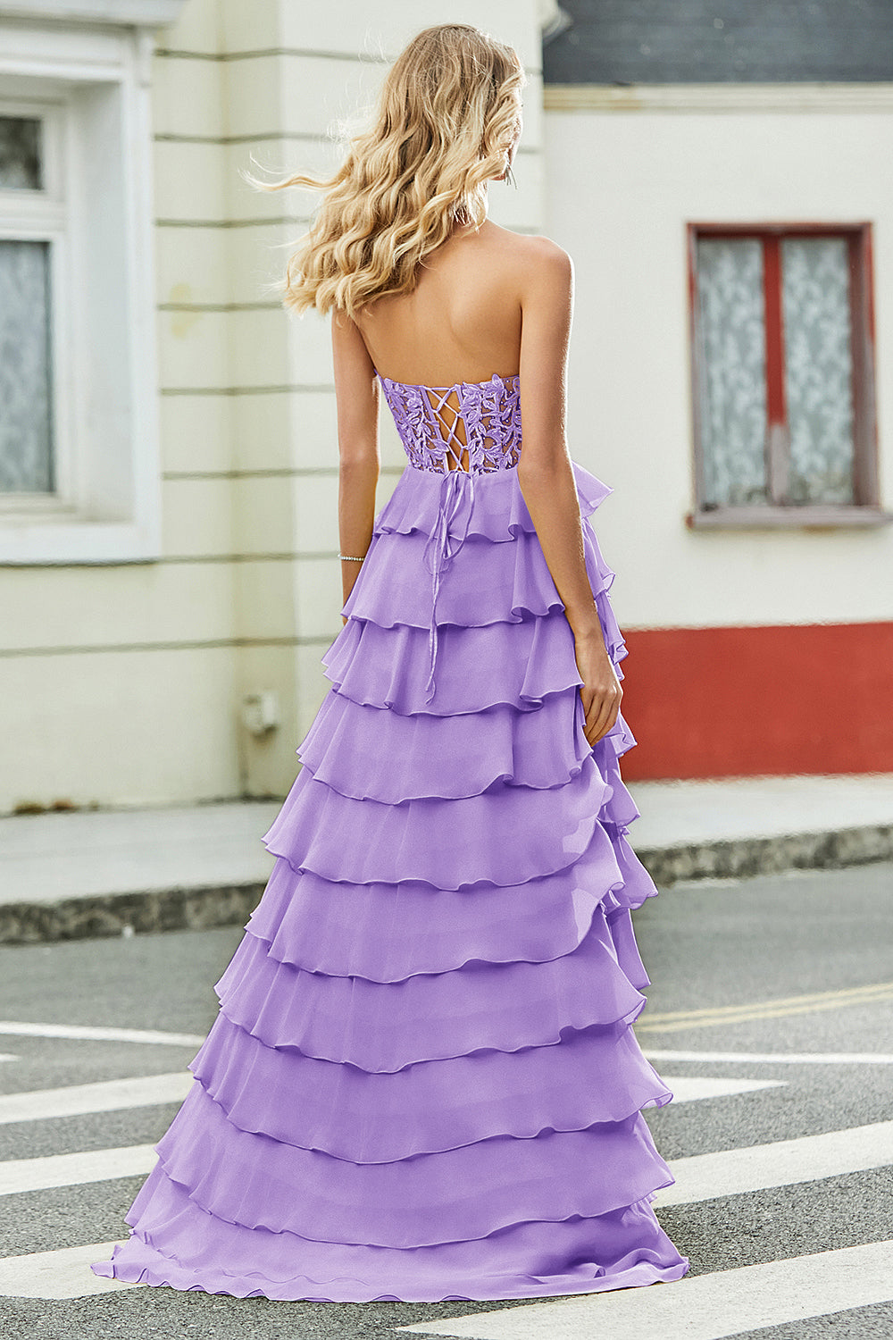Wedtrend Women Lilac Prom Dress A Line Sweetheart Corset Evening Party Dress with Appliques Ruffles WEDTREND Wedtrend Women Lilac Prom Dress A Line Sweetheart Corset Evening Party Dress with Appliques Ruffles WEDTREND