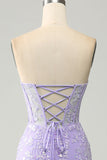 Lilac Mermaid Sweetheart Corset Long Prom Dress With Slit