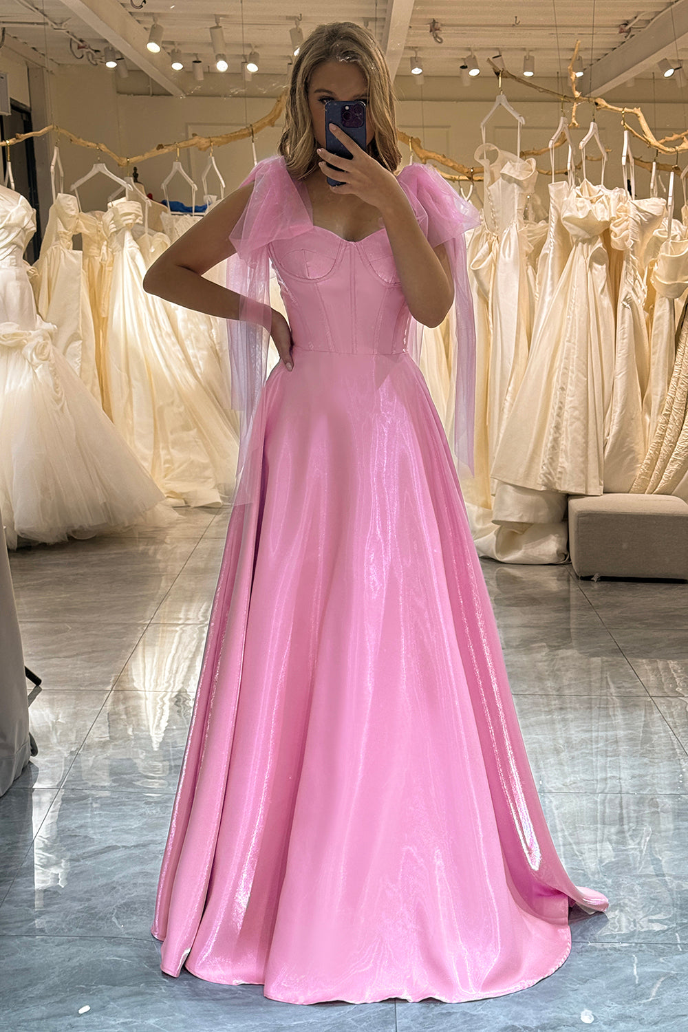 WEDTREND Women Pink Prom Dress A-Line Spaghetti Straps Floor Length Corset Evening Party Dress WEDTREND Women Pink Prom Dress A-Line Spaghetti Straps Floor Length Corset Evening Party Dress