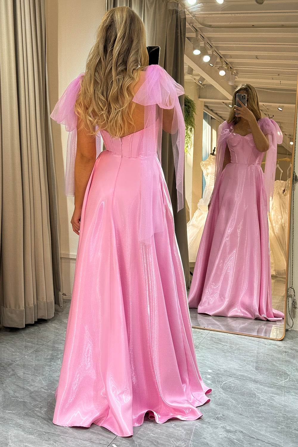 WEDTREND Women Pink Prom Dress A-Line Spaghetti Straps Floor Length Corset Evening Party Dress WEDTREND Women Pink Prom Dress A-Line Spaghetti Straps Floor Length Corset Evening Party Dress