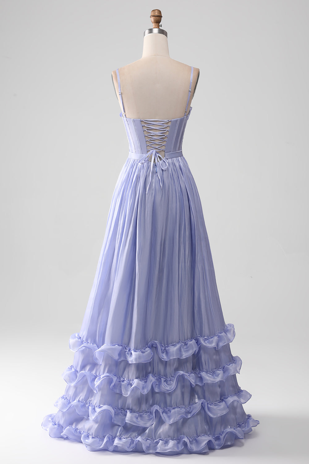 Wedtrend Women Lavender Prom Dress A Line Tiered Long Corset Pleated Wedding Guest Dress with Slit, Lavender / US18W Wedtrend Women Lavender Prom Dress A Line Tiered Long Corset Pleated Wedding Guest Dress with Slit, Lavender / US18W