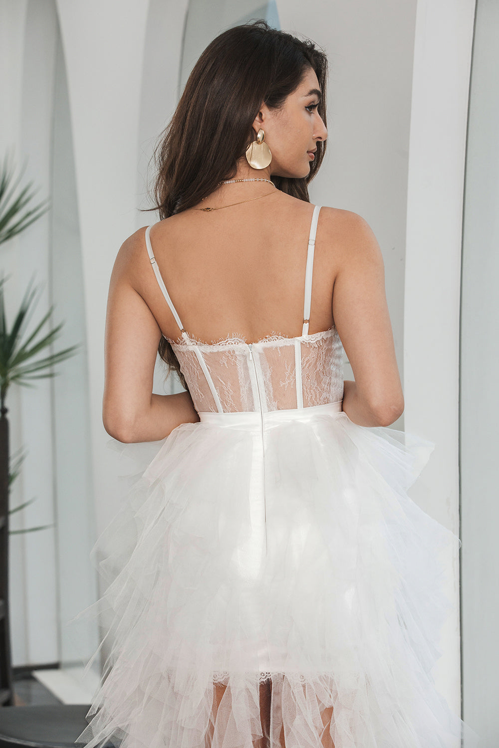 Wedtrend Women Elegant White Graduation Dress with Lace High Low Ruffled Corset High School Party Dress WEDTREND Wedtrend Women Elegant White Graduation Dress with Lace High Low Ruffled Corset High School Party Dress WEDTREND