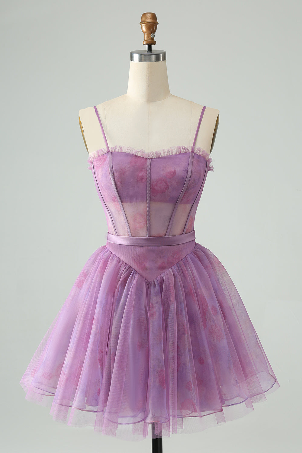 Wedtrend Women Cute Purple Floral Homecoming Dress Spaghetti Straps Ruffle Corset A Line Short Prom Dress WEDTREND Wedtrend Women Cute Purple Floral Homecoming Dress Spaghetti Straps Ruffle Corset A Line Short Prom Dress WEDTREND