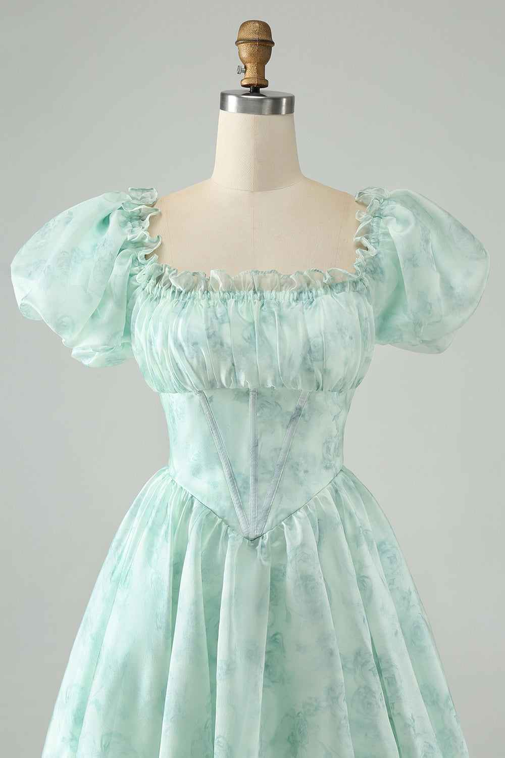 Wedtrend Women Cute Light Green Short Homecoming Dress A Line Square Neck Floral Ruffle Cocktail Party Dress WEDTREND Wedtrend Women Cute Light Green Short Homecoming Dress A Line Square Neck Floral Ruffle Cocktail Party Dress WEDTREND
