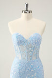 Classy Fuchsia Bodycon Strapless Corset Short Homecoming Dress with Sequins