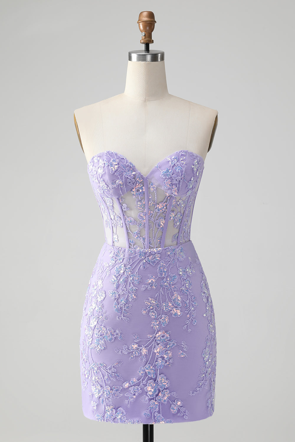 Wedtrend Women Classy Fuchsia Bodycon Short Homecoming Dress with Sequins Sweetheart Corset Short Prom Dress, Lilac / US2 Wedtrend Women Classy Fuchsia Bodycon Short Homecoming Dress with Sequins Sweetheart Corset Short Prom Dress, Lilac / US2