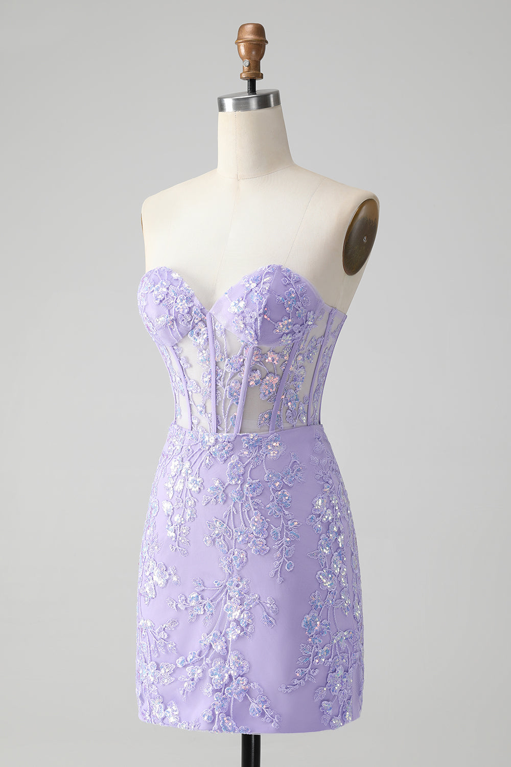 Wedtrend Women Classy Lilac Bodycon Short Homecoming Dress with Sequins Sweetheart Corset Short Prom Dress WEDTREND Wedtrend Women Classy Lilac Bodycon Short Homecoming Dress with Sequins Sweetheart Corset Short Prom Dress WEDTREND