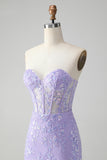 Classy Fuchsia Bodycon Strapless Corset Short Homecoming Dress with Sequins