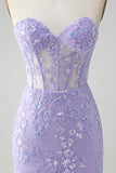 Classy Fuchsia Bodycon Strapless Corset Short Homecoming Dress with Sequins
