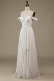 Ivory Asymmetrical Boho Chiffon Wedding Dress with Lace