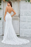 Trumpet/Mermaid Spaghetti Straps Court Train Lace Wedding Dress