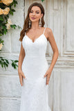 Trumpet/Mermaid Spaghetti Straps Court Train Lace Wedding Dress