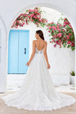 Ball-Gown/Princess V-Neck Sweep Train Lace Wedding Dress With Sequins