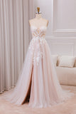 Detachable A Line Sweetheart Tulle Wedding Dress with Lace