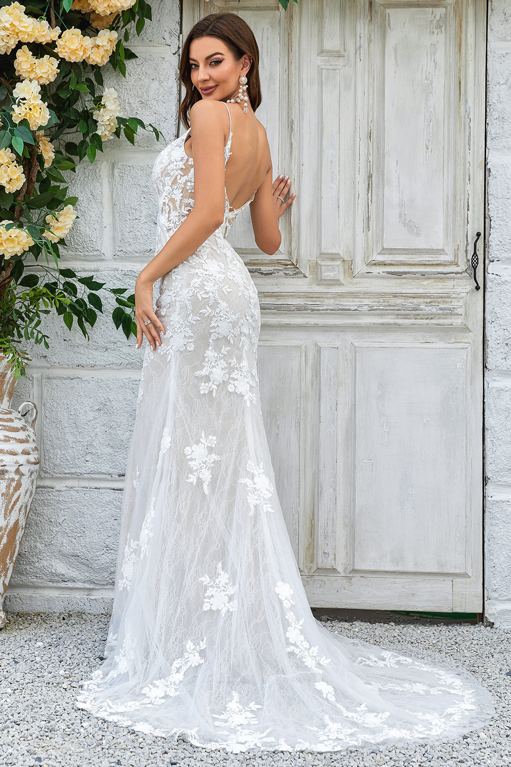 Wedtrend Women Bridal Dress Trumpet/Mermaid Spaghetti Straps Court Train Tulle Lace Wedding Dress WEDTREND Wedtrend Women Bridal Dress Trumpet/Mermaid Spaghetti Straps Court Train Tulle Lace Wedding Dress WEDTREND