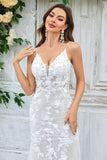 Trumpet/Mermaid Spaghetti Straps Court Train Tulle Lace Wedding Dress