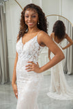 Trumpet/Mermaid Spaghetti Straps Court Train Lace Wedding Dress