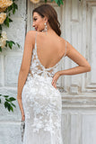 Trumpet/Mermaid Spaghetti Straps Court Train Tulle Lace Wedding Dress