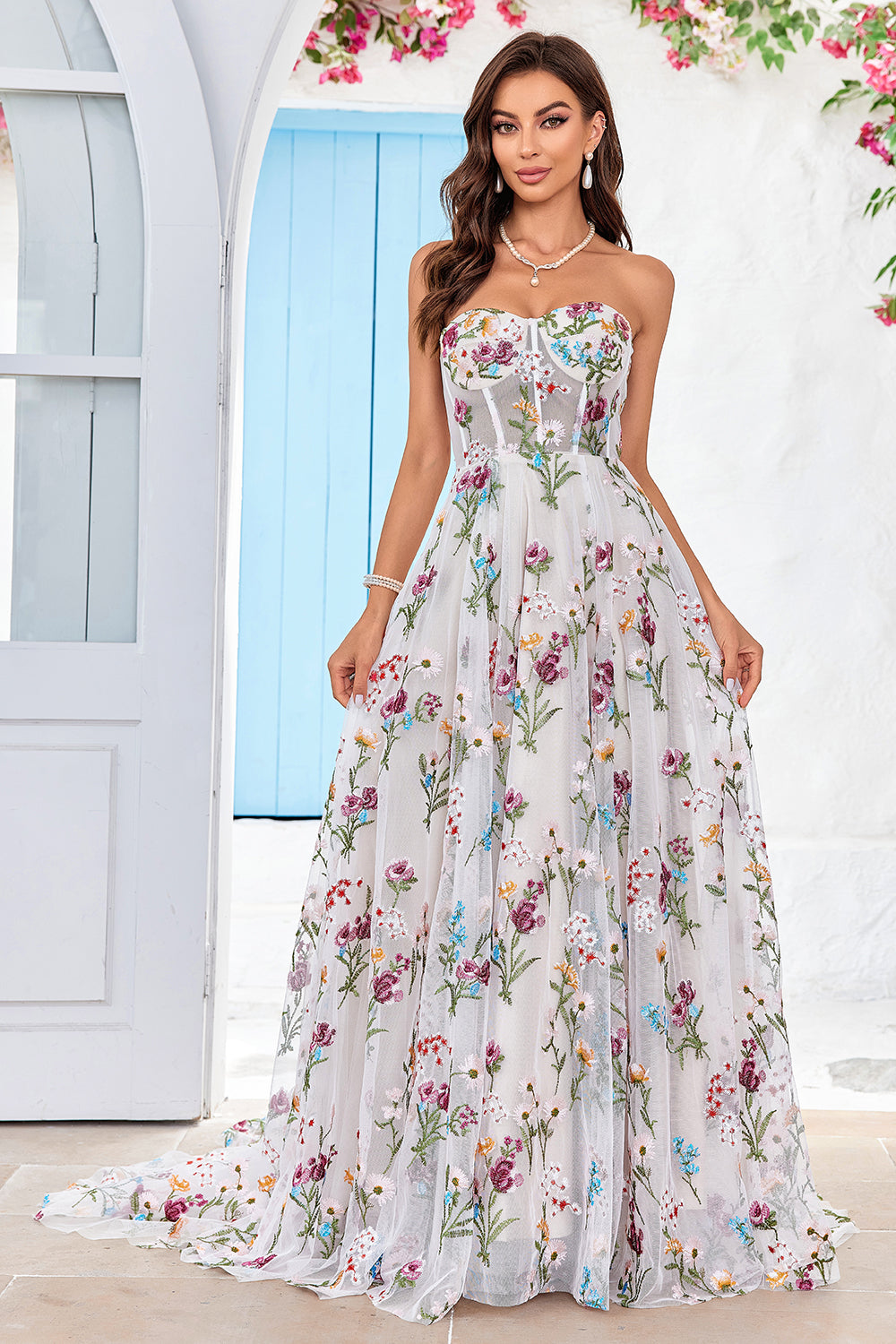 Wedtrend Women Ivory Flower Bridal Dress A-Line Sweetheart Court Train Wedding Dress with Lace WEDTREND Wedtrend Women Ivory Flower Bridal Dress A-Line Sweetheart Court Train Wedding Dress with Lace WEDTREND