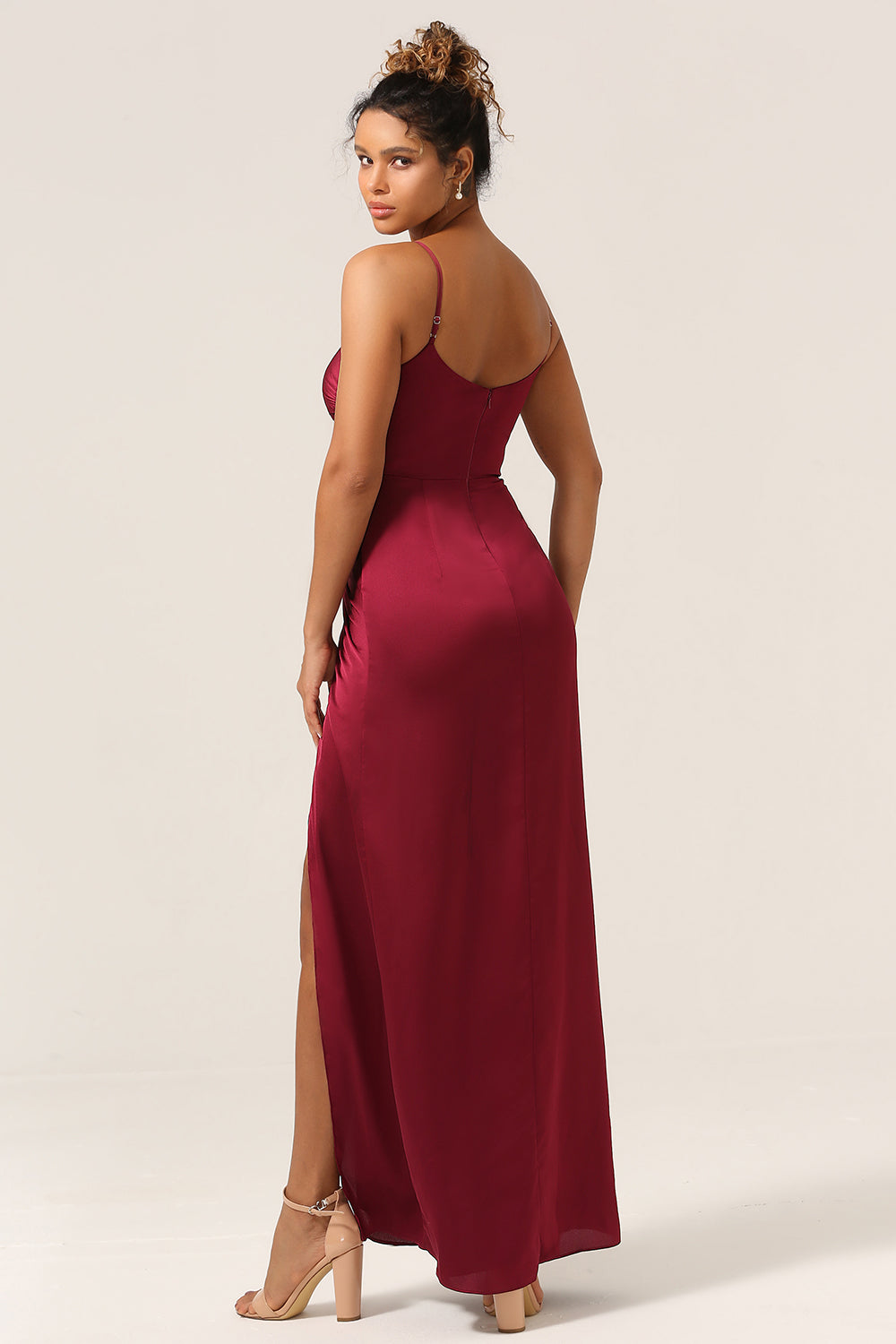 Wedtrend Women Burgundy Long Bridesmaid Dress with Split Front Spaghetti Straps Sleeveless Wedding Party Dress WEDTREND Wedtrend Women Burgundy Long Bridesmaid Dress with Split Front Spaghetti Straps Sleeveless Wedding Party Dress WEDTREND