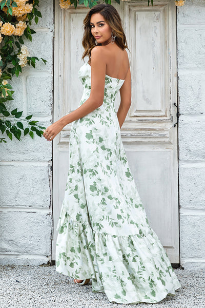Wedtrend Women Wedding Guest Dress Green Asymmetrical Printed Long ...