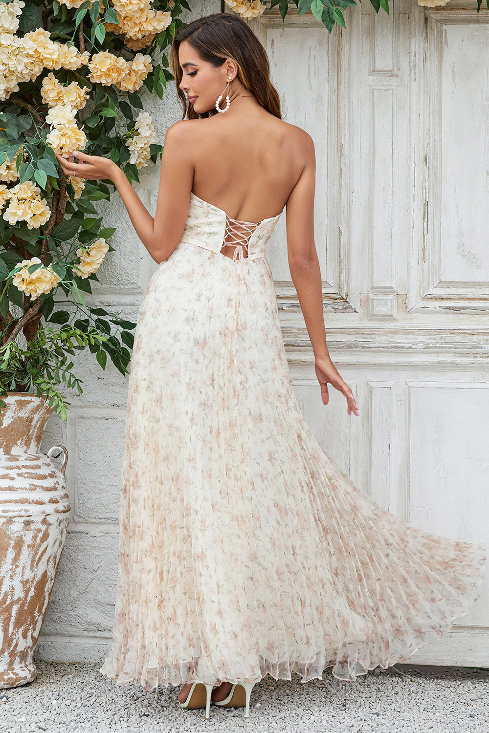 Wedtrend Women Champagne Flower Long Bridesmaid Dress A-Line Sweetheart Wedding Party Dress, Champagne / US14