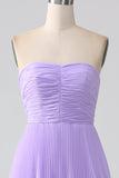 Lilac A-Line Sweetheart Tiered Floor Length Chiffon Bridesmaid Dress