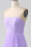 Lilac A-Line Sweetheart Tiered Floor Length Chiffon Bridesmaid Dress