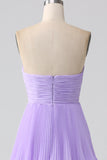Lilac A-Line Sweetheart Tiered Floor Length Chiffon Bridesmaid Dress