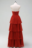 Dusty Sage A-Line Sweetheart Tiered Chiffon Floor Length Dress