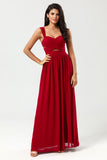 A Line Sweetheart Ruched Floor-Length Chiffon Bridesmaid Dress