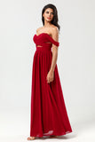 A Line Sweetheart Ruched Floor-Length Chiffon Bridesmaid Dress