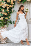 Ivory A Line Detachable Spaghetti Straps Lace Wedding Dress