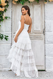 Ivory A Line Detachable Spaghetti Straps Lace Wedding Dress