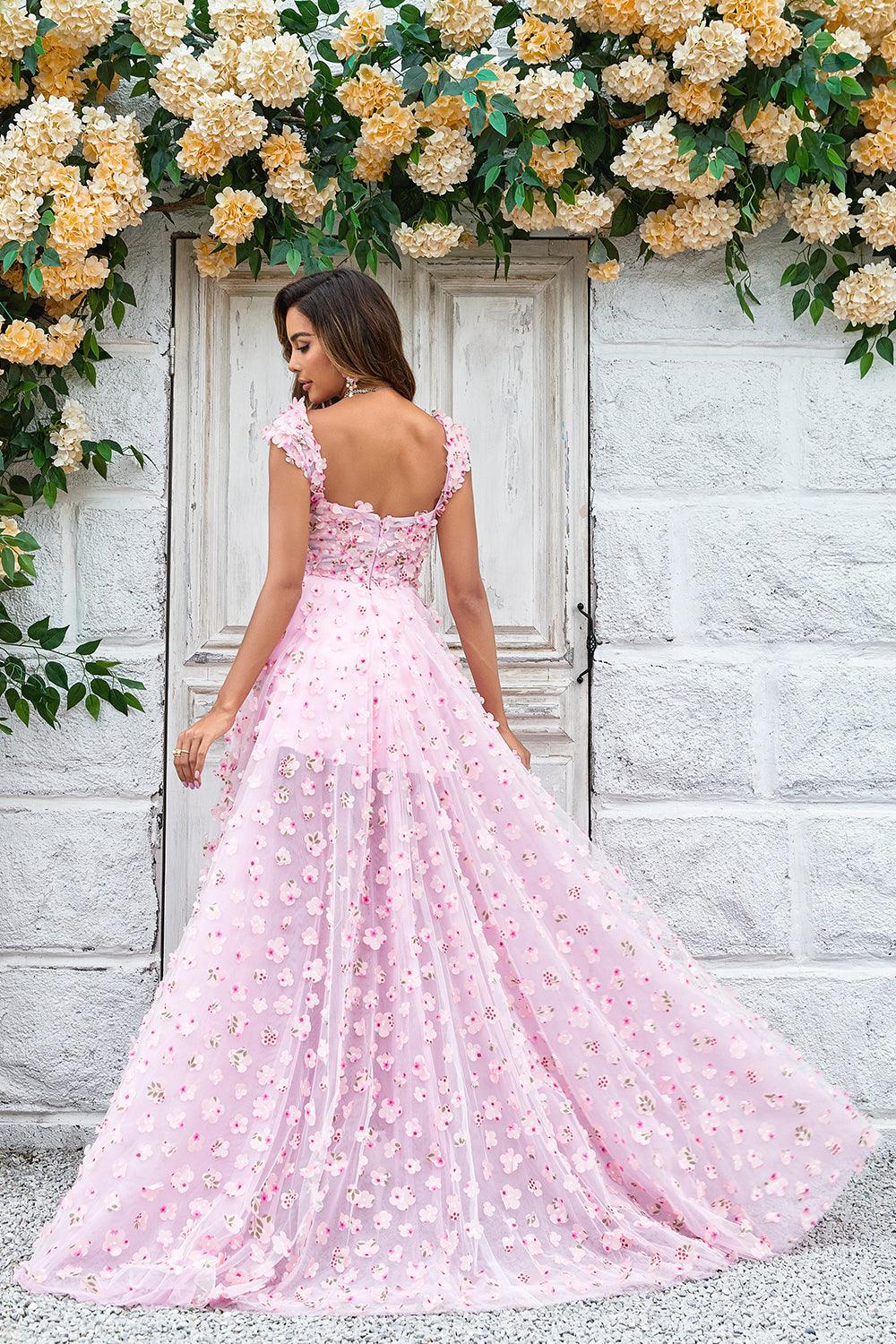 Wedtrend Women Wedding Guest Dress Pink A-line Bridesmaid Dress Long Wedding Party Dress with 3D Flowers WEDTREND Wedtrend Women Wedding Guest Dress Pink A-line Bridesmaid Dress Long Wedding Party Dress with 3D Flowers WEDTREND