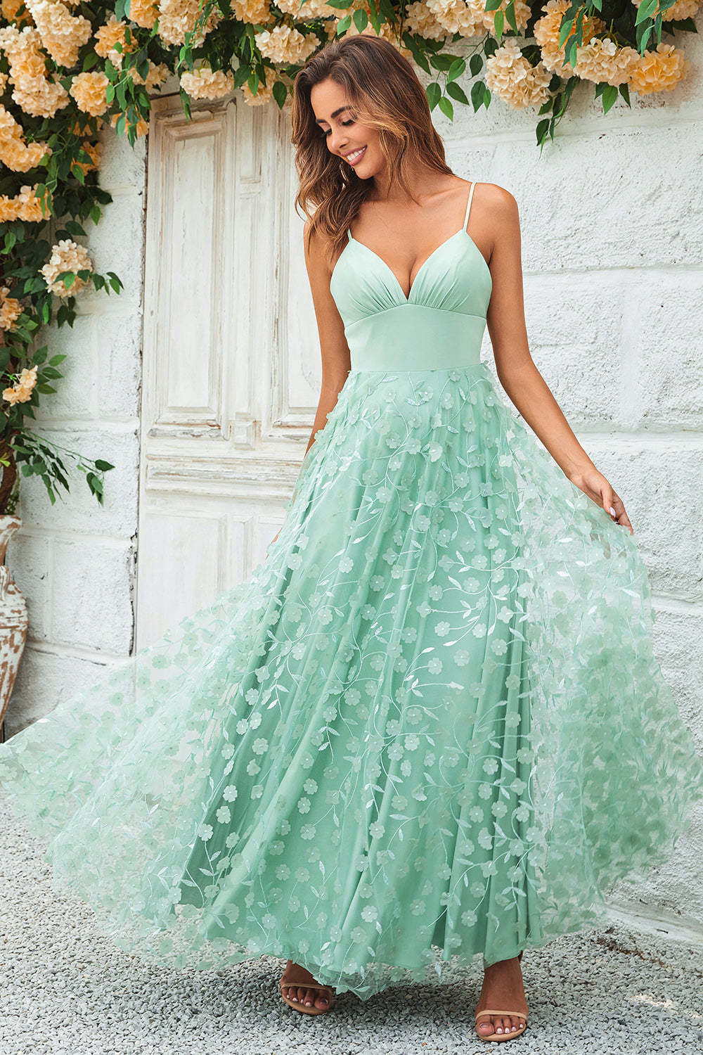 Wedtrend Women Green Maxi Dress A-Line Spaghetti Straps Satin Prom Dress WEDTREND Wedtrend Women Green Maxi Dress A-Line Spaghetti Straps Satin Prom Dress WEDTREND