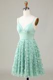 Navy A-Line Spaghetti Straps Short Homecoming Dress With Appliques