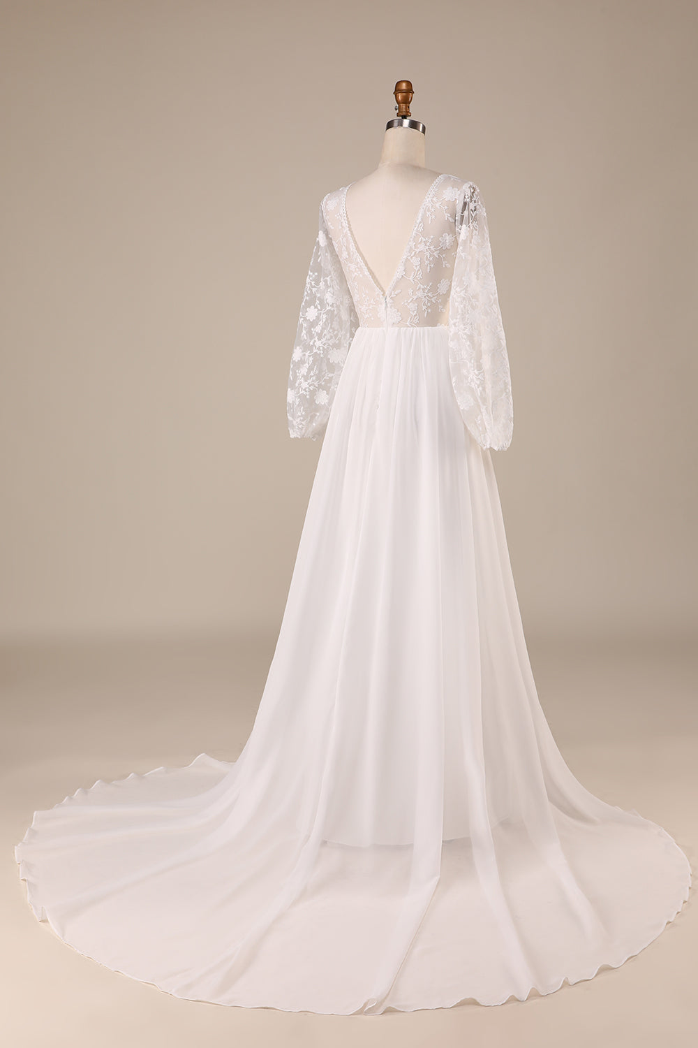 Wedtrend Women Bridal Dress Ivory A Line Sweep Train Chiffon Boho Wedding Dress with Lace WEDTREND Wedtrend Women Bridal Dress Ivory A Line Sweep Train Chiffon Boho Wedding Dress with Lace WEDTREND