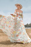 Ivory Flower Ball-Gown/Princess Sweep Train Wedding Dress with Half Sleeves