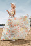 Ivory Flower Ball-Gown/Princess Sweep Train Wedding Dress with Half Sleeves
