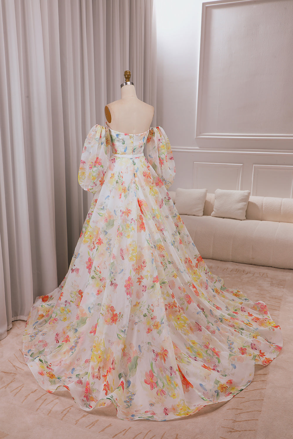 Wedtrend Women Bridal Dress Ivory Floral Ball-Gown/Princess Sweep