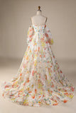 Ivory Flower Ball-Gown/Princess Sweep Train Wedding Dress with Half Sleeves