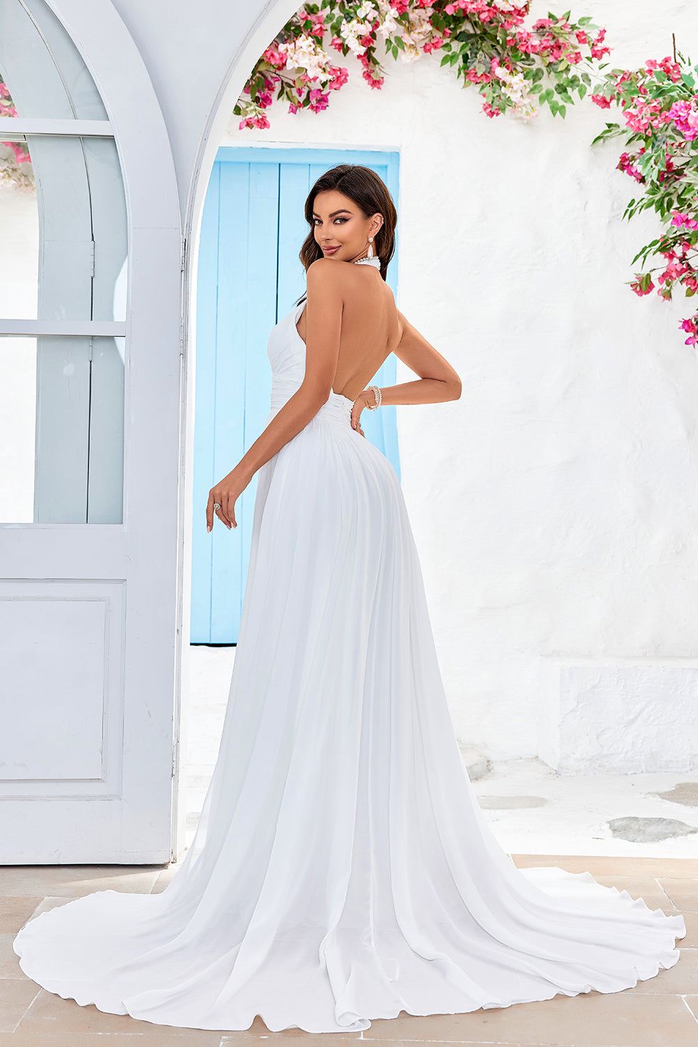 Wedtrend Women Ivory Bridal Dress A Line Halter Court Train Wedding Dress WEDTREND Wedtrend Women Ivory Bridal Dress A Line Halter Court Train Wedding Dress WEDTREND