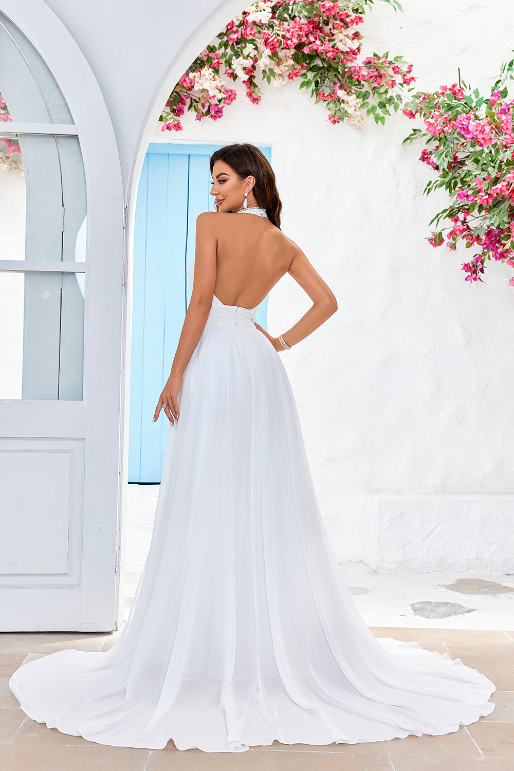 Wedtrend Women Ivory Bridal Dress A Line Halter Court Train Wedding Dress WEDTREND Wedtrend Women Ivory Bridal Dress A Line Halter Court Train Wedding Dress WEDTREND