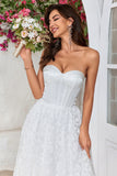 A Line Sweetheart Tea-Length Corset Wedding Dress with Lace