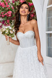 A Line Sweetheart Tea-Length Corset Wedding Dress with Lace