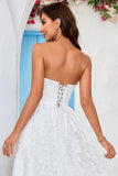 A Line Sweetheart Tea-Length Corset Wedding Dress with Lace